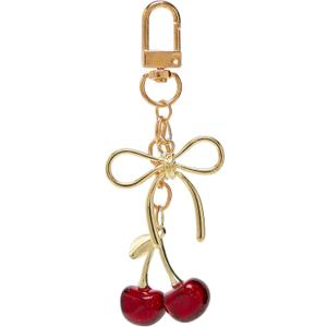 3 x YDF Cherry Keychain Cute Bag Charm Women Leather Keyring Car Keys Gift Mother's Day Birthday Valentine's Purse Accessory