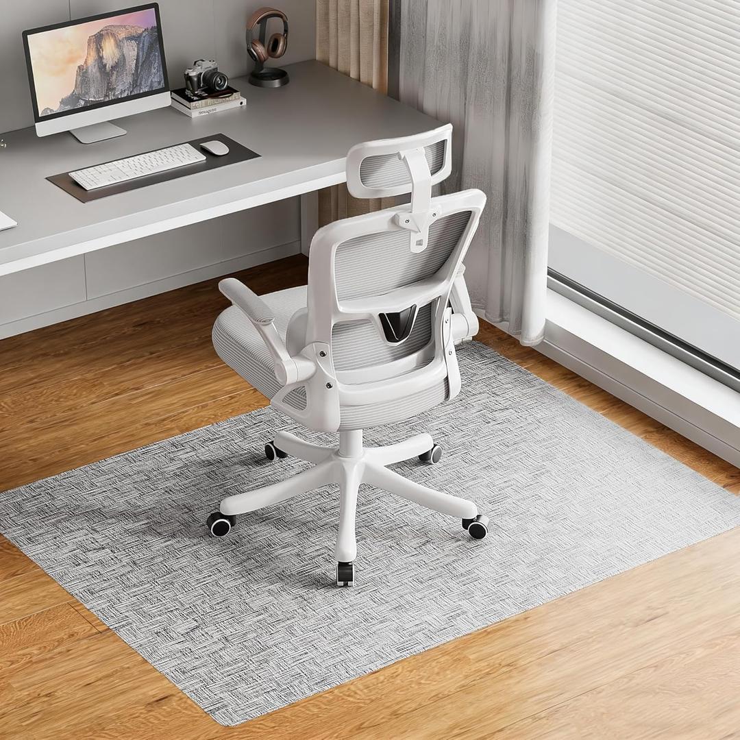 Delamu Office Chair Mat for Hardwood Floor, 30"48" Non-Slip PVC Woven Desk Chair Mat, Heavy Duty Hard Floor Protector for Rolling Chair, Office Desk Chair Mats, Light Gray