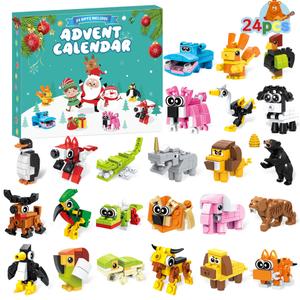 Animal Building Blocks Advent Calendar - 24 Pack Animals Christmas Toys Countdown Calendar for Boys Girls, 2024 Surprise Christmas and New Year Gifts Christmas Stocking Stuffer for Kids Children, 9 Boxes