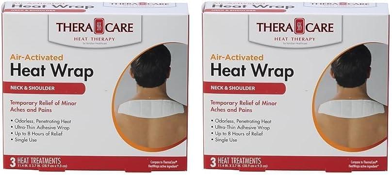 Thera|Care Air-Activated Heat Wrap | Neck, Wrist, Shoulder | 3-Treatments |Deep, Penetrating Pain Relief (Pack of 2) Best By: 27/06/28