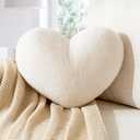 Heart Pillow White Heart Shaped Throw Pillows Super Soft Faux Rabbit Fur Heart Throw Pillow Valentines Day Decorations Pillow,Wedding Decor (M-15.7*11.8in)