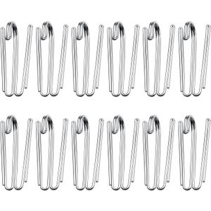 Curtain Hooks Drapery W Shape Hooks and Pin 2 Prongs Pinch Pleat for Window, Shower Curtain(20 Pack)