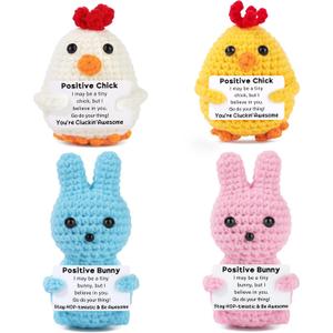 JoycuFF 4pcs Easter Basket Stuffers, Easter Gifts for Woman, Decorations for Home, Handmade Emotional Cheer Up Support Message Positive Gifts for Him Her