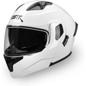 Full Face Motorcycle Helmet DOT Approved Modular - Interchangeable Lens, Breathable ABS Motocross Helmet with Detachable Washable Liner for Youth & Adults (Pearl White, M)