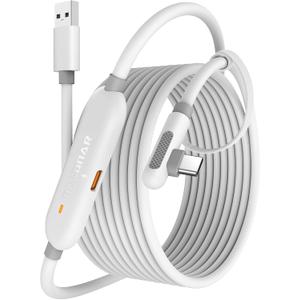 Maxonar VR Charging Link Cable 16FT (Next-Gen Chip) Compatible with Meta Quest 3S/Quest 3/Oculus Quest 2/Pico 4 Accessories and PC/SteamVR/Phones, Awesome Gift-5Gbps USB 3.0 to USB C Cable-White