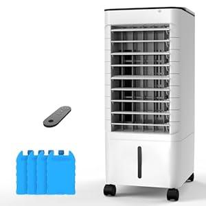 Windowless Portable Air Conditoners, 3-IN-1 Portable AC with Remote, 12H Timer &1.16Gal Tank, 45 Oscillation, 3 Modes 3 Speeds, Fast Cooling Quiet Ventless Swamp Cooler for Room Home Office, Ivory