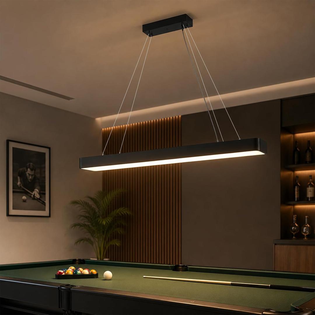 Pool Table Light, 50W LED Billiard Light Hanging Over Pool Table for 7-8 FT Tables, Dimmable Pool Table Lighting with Remote Control, Adjustable Color Temperature & Hanging Height, 45" x 4.7"