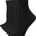 Hanes Women's Ankle Socks, Comfort Toe Seamed, Black, 6-pack, Size 5-9