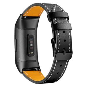 Mtozon Leather Bands Compatible with Fitbit Charge 4/Charge 3, Replacement Accessories Wristband Straps for Women Men, Black