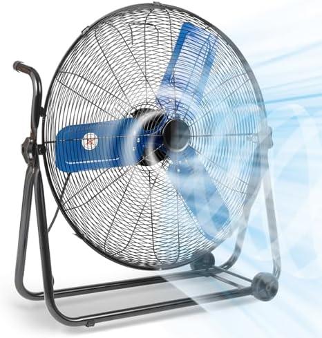 24 Inch High Velocity Industrial Fan 8500 CFM Heavy Duty Outdoor Fan 3-Speed 360 Degree Adjustable Tilt, Metal Floor Fans with Aluminum Blades for Workshop Patio Commercial Factory Garage - UL Listed