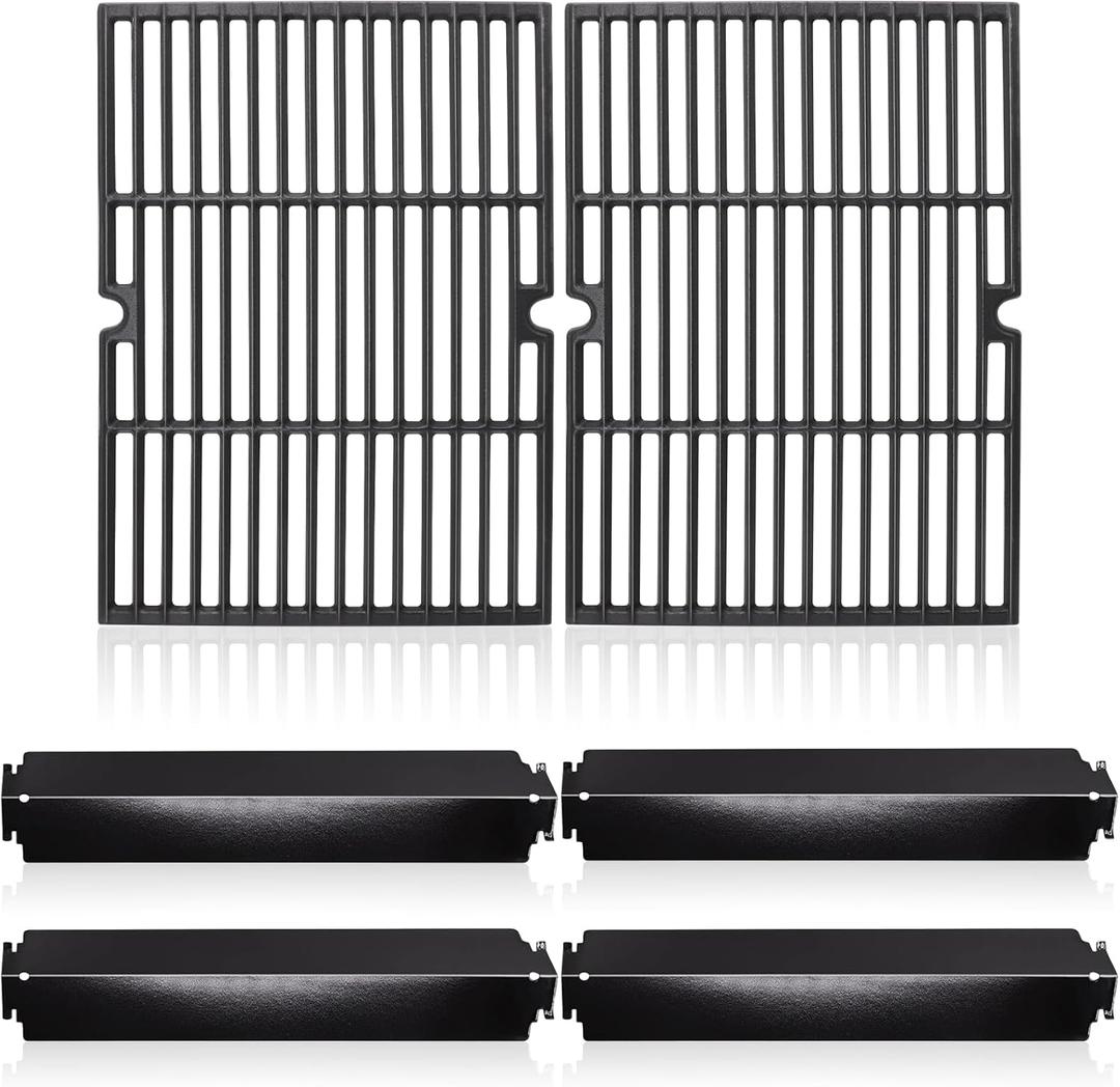 Hiorucet Grill Grates & Heat Plates for Charbroil Commercial Series 4-Burner Gas Grill Replacement Parts, Char Broil 463244011, 463247009, 463268007, 463247412, 463268008, 463268606, 463268706.