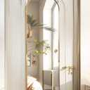 Full Length Mirror Over The Door, 16x50 Inch Arched Vertical Wall Mirror for Full Body, Hanging Door Mirror, Gold