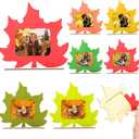 Amyhill 6 Pcs Fall DIY Picture Frames Thanksgiving Day Craft Wooden Maple Leaf Photo Frames Autumn Gifts for Friends DIY Maple Leaf Shaped Unfinished Wooden Photo Autumn Party Event Decorations