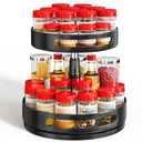 Lazy Susan Organizer Spice Rack - 2 Tier Height Adjustable Spice Organization for Cabinet, Metal Seasoning Organizer Lazy Turntable Spice Organizer for Table Top Pantry Kitchen Storage (10 inch)