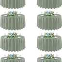 sancua Round Tablecloth 90 Inch Diameter, 8 Pack - Circle Polyester Fabric Table Cloth for Wedding Party Reception Banquet Birthday, Washable Formal Table Cover (Fit 30-72 Inch Tables), Sage Green