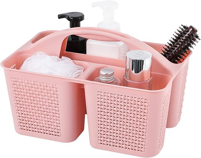 UUJOLY Plastic Portable Shower Caddy Basket Bucket, Cleaning Shower Basket with Handle Compartments Storage Basket Organizer for Bathroom Kitchen College Dorm Sink