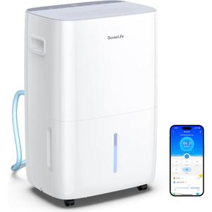 GoveeLife Dehumidifier for Home 4,500 Sq.Ft, 50 to 137 Pint Smart Auto Humidity Control, Drain Hose, 2.0Gal Bucket, Compressor Dehumidifiers for Basement with Auto Shut Off, Bathroom, Garage, w/WiFi