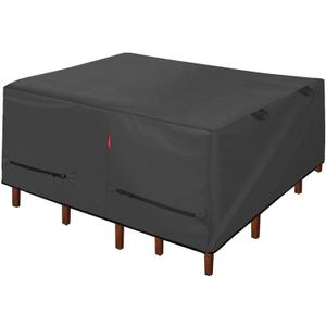 Porch Shield Patio Table Cover - Waterproof Outdoor Dining Table and Chairs Furniture Set Cover Square - 84 x 84 inch, Black