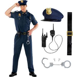 Morph Police Costume Men, Cop Outfit Men, Police Costume Adult, Halloween Costumes For Adults (X-Large)