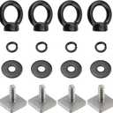 Antrader Roof Rack Bolts,4 Sets M6 T Track Bolts Eye Bolts with Nuts Heavy Duty Eye Bolt Stainless Steel T Bolt Eye Nut Tie Down Ring for Holding Bungee Cord Rope Hooks,Black