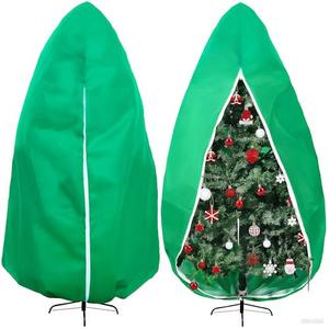 Upright Christmas Tree Storage Bag, Tapered Christmas Tree Cover for 9 FT Artificial Tree Standing with Ornaments, Tear Resistant Holiday Assembled Xmas Tree Bag with Zipper and Drawstring (Green)