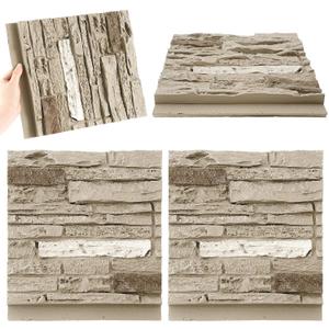 2 Pack DIY 14.1in x 11.8in Faux Wall Covering Panel for Interior Exterior Decor Stone Siding Panel Artificial 3D Veneer for Outdoor Home Improvement Projects (Stylish)