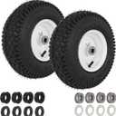 2 Pcs 13x5.00-6 Lawn Mower Pneumatic Tire and Wheel, 13X5.00-6 Front Riding Mowers Tire with 3/4" 5/8" Bushings, 3" -4.5" Centered Hub, 13x5-6 Tube with TR13 Valve Stem, 375 LBS