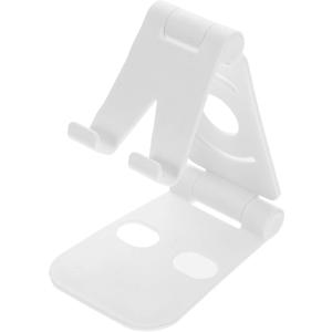 Plastic Double Phone Holder Desktop Stand Multifunctional Tablet Support with Device Slots for Cellphone and Tablet Stable White Abs Material for Home Office Travel