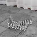 Amylove 36 Pcs Plush Foam Floor Mat Square Interlocking Carpet Tiles with Border Fluffy Play Mat Floor Tiles Soft Climbing Area Rugs for Home Playroom, 12 x 12 x 0.4 Inch (Gray) (Grey)