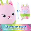 Gabbys Dollhouse Official Kitty Fairy Squishy Plush Toy, Cat Stuffed Animal, Squishy Toys for Ages 1 & Up, Pink/Green, 8