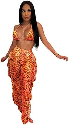 ECHOINE Women's Jumpsuit Beach Swimsuit Mesh Cover Up See Through Two Piece Outfits Clubwear with Briefs, Size M/L