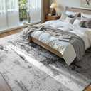 Living Room Rug 7x10 Ink Black Area Rugs Machine Washable Abstract Boho Large Rug Non-Slip Non-Shedding Faux Wool Indoor Vintage Carpet for Bedroom, Classroom, Dining Room, Kids Playroom