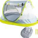 Poray Portable Baby Beach Tent with UPF 50+ Sun Shelter,Mosquito Net and Sunshade, Ideal Pop Up Kids Travel Tent with Carry Bag & 2 Stakes,Outdoor Indoor Play and Sun Protection Large Deluxe Gray & Mat