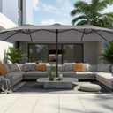 SUPERJARE 15FT Outdoor Umbrella for Patio, Double sided Pool Umbrellas with Fade Resistant Canopy, Large Table Umbrella for Deck, Market, Backyard - Gray(No Base)