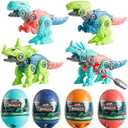 4 Pack Jumbo Dinosaur Eggs with Take Apart Dinosaur Toys Building Toys for Kids Boys Girls Easter Basket Stuffers Gifts