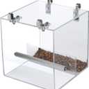 Automatic Bird Feeder No Mess Bird Cage Pet Feeder Seed Food Container for Parakeet Canary Cockatiel Parrot Finch Canary Acrylic (6.3 x 6.3 x 6.3 inch)