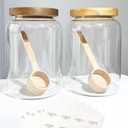 Large Glass Jars with Airtight Wood Lid and Spoon Flour Container Food Glass Jar for Kitchen Storage Canisters for Tea, Spice, Egg, Coffee, Storage Jar Sets (75 Oz, 2200ml)