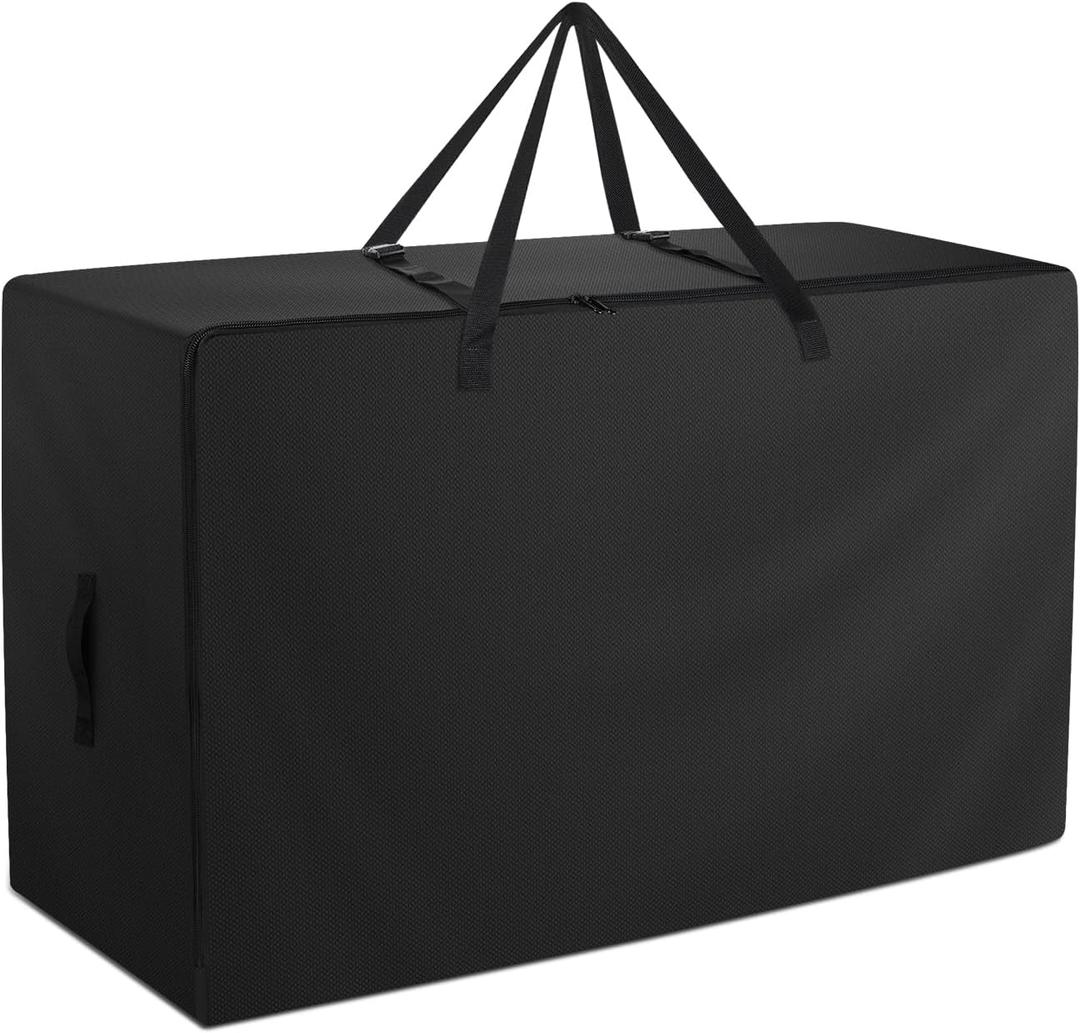 Folding Mattress Bag - 600D Oxford Cloth Heavy Duty Carry Case for Tri-Fold Guest Bed Mattress (Fits 4" Full Matress, Black)