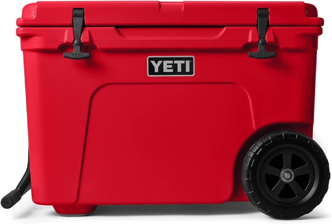 YETI Tundra Haul Portable Wheeled Cooler, Rescue Red, 13.8 Gallons,  18.63"D x 28.13"W x 19.5"H 