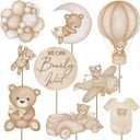 16Pcs We Can Bearly Wait Centerpieces for Baby Shower Decorations Bear Baby Shower for Boys Birthday Party Supplies (brown)