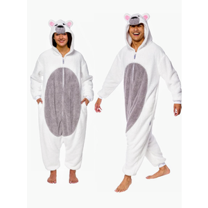 Funziez! Sherpa Bear Adult Onesie - Animal Halloween Costume - Plush Teddy One Piece Cosplay Suit for Adults, Women and Men, XL