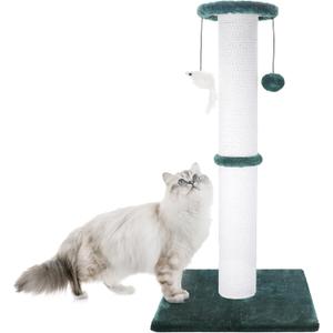 Cat Scratching Post 34 Inches Heavy Duty and Thicker Cat Scratching Post Sisal Rope with Hanging Ball and Mice Scratching Post for Indoor Cats and Adult(Green)