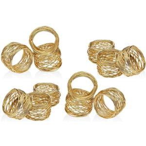 ARN Crafts Golden Round Mesh Napkin Rings- for Weddings Dinner Parties or Every Day Use (Gold Mesh Napkin Rings- Set 12)