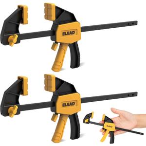 6" Mini Bar Clamps for Woodworking, 2-Piece One-Handed F Clamp/Spreader, 75LBS Load Limit Wood Clamp, Quick Release Grip Clamps for Table Wood Working, Light-duty Tools