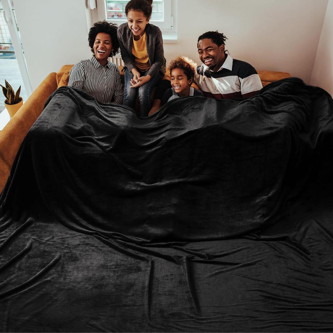 Bedsure GentleSoft Oversized King Big Blanket 120"x120" - Extra Large Soft Fleece Blankets for Bed, Sofa, Couch, Travel, Camping, Party, Giant Huge Throws, 10'x10', Black