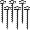Tent Stakes Ground Anchors Screw in, 6 Pack Sand Stakes for Beach 9.4 Inch Heavy Duty Spiral Tent Pegs for Camping, Party, Hiking, Outdoor Decoration (6, Black)