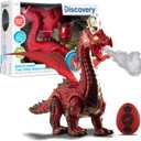 Discovery Fire-Breathing RC Dragon with Smoke Breath, Walking, Wing Flapping, Realistic Roaring Sounds| Light-Up Large Dinosaur Toy| Remote Control Robot Dino Mythical Creature| Kids Boys Gift| Age 6+ (Red)