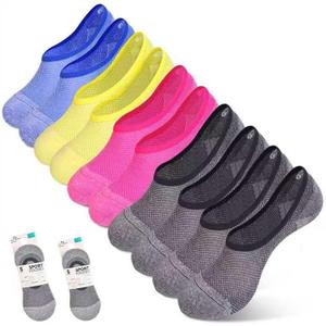 2 x 10 Pairs Thin 4 Color Mixed Grey Blue Yellow Pink No Show Womens Man, Ideal, Breathable liner no slip socks