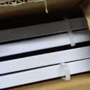 Free Standing Foldable Dog Gate, 16.5" High Step-Over Metal Short Pet Gate, Up to 48" Wide Puppy Fence for Stairs and Doorways, Indoor & Outdoor Use, No Drilling and No Assembly, White