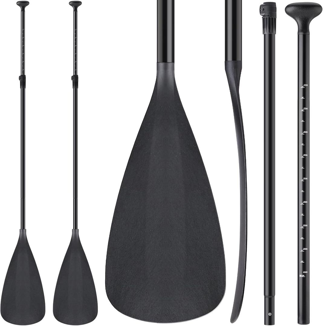 2 Set of 3 Pieces Sup Paddle Board Paddle Kayak Adjustable Stand up Oar Aluminum Alloy Lightweight Replacement Paddleboard Detachable Aluminum Alloy Shaft for Surfing Fishing (Black)